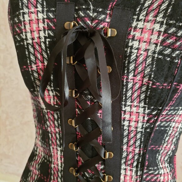 Vintage Tripp NYC Plaid Corset Vest XS - Picture 2 of 11